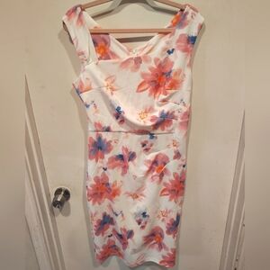 Belle Poque NWT Floral Irregular Neckline Elegant Retro Dinner Cocktail  Dress L